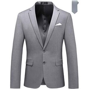 MOGU Classic Fashion Blazer Men's Size 44 Gray Two Button Jacket New With Tags